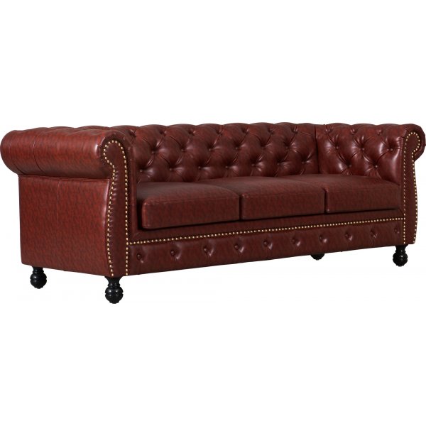 Sofa Chesterfield 3-seter i brunt PU - Charles Sofa Chesterfield 3-seter i brunt PU - Charles