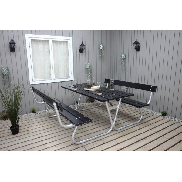 Stabilt benksett med ryggstøtte - Sort Stabilt benksett med ryggstøtte - Sort