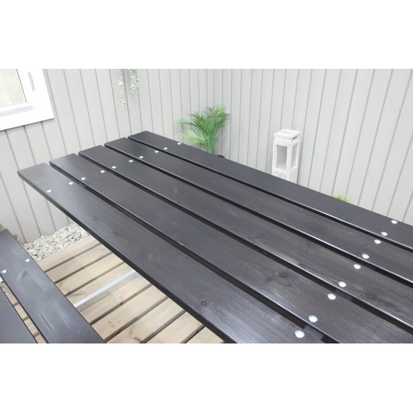 Rustikk benksett med ryggstøtte - Sort Rustikk benksett med ryggstøtte - Sort