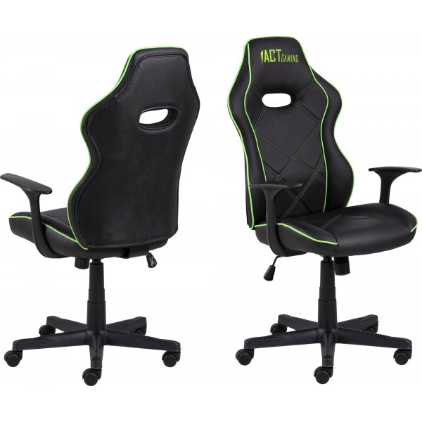 Vayne svart gamingstol med grnne detaljer
