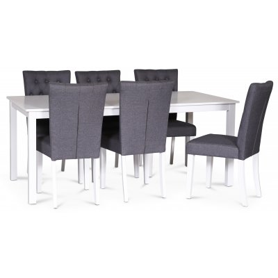 Crocket spisegruppe; spisebord, 180x90 cm med 6 gr Crocket spisestoler