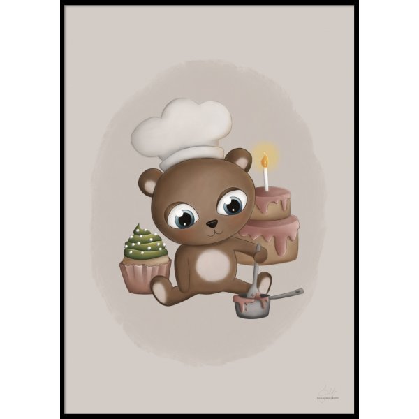 BAKING BABY BEAR - Plakat 50x70 cm