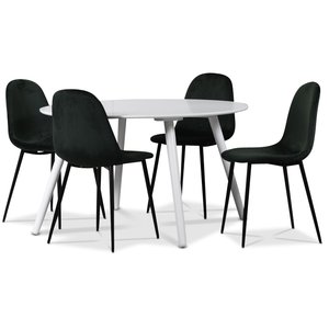 Rosvik spisegruppe, spisebord med 4 stk Carisma flyelsstoler - Hvit/Grnn + Flekkfjerner for mbler