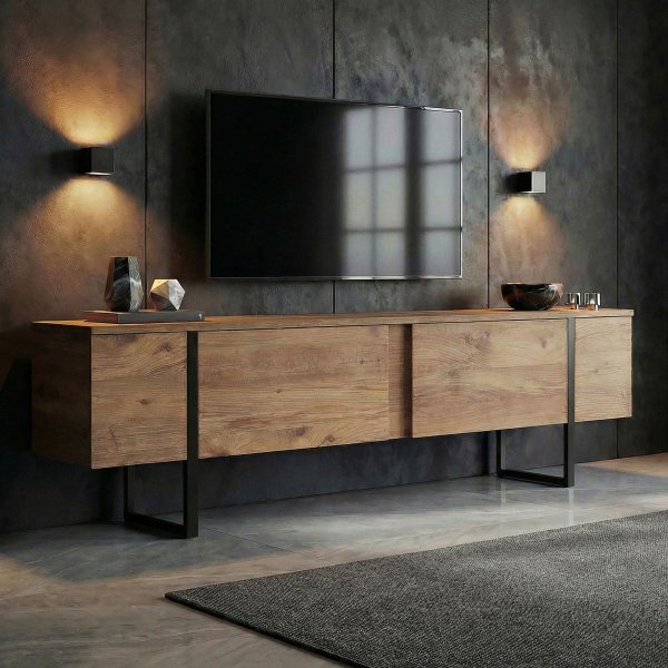 TV-stativ Orost 180 cm - Atlantic Pine/svart