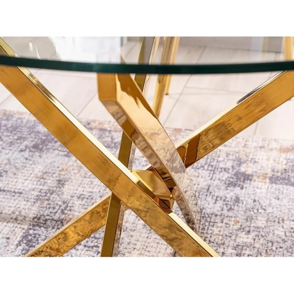 Charlotte rundt spisebord med gullben 90 cm + Mbelftter