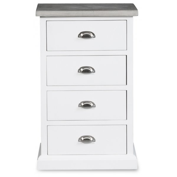 Kommode hugo med 4 skuffer - Hvit/betong + Tekstilrens for mbler