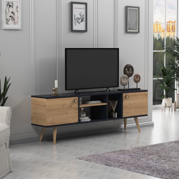 Ewo mediabenk - Antrasitt/eik Ewo mediabenk - Antrasitt/eik