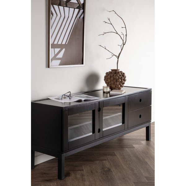 Alcoa mediabenk 150 cm - Sort