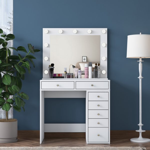 Bijou sminkebord 15 - 90 x 44,5 cm - Hvit Bijou sminkebord 15 - 90 x 44,5 cm - Hvit