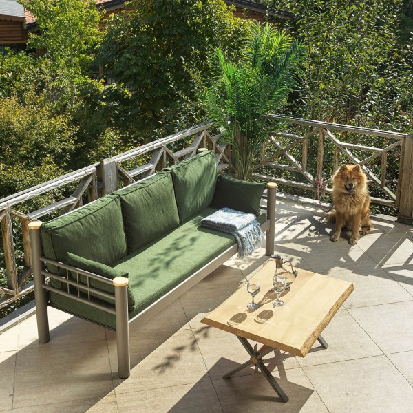 Kappis 3-seters utesofa - Brun/gr�nn + M�belrengj�ring