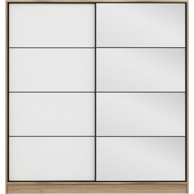 Kapusta garderobe med speildr, 180 cm - Brun/hvit