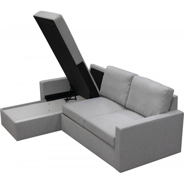 Dream divansofa med sengefunksjon og oppbevaring - lys gr