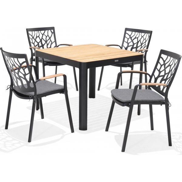 Portals spisegruppe 3 - Sort/teak Portals spisegruppe 3 - Sort/teak