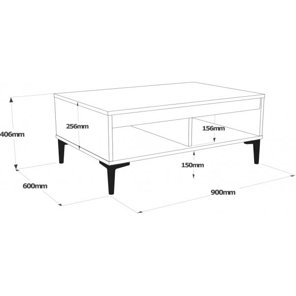 Aristo salongbord 90 x 60 cm - Filt/antrasitt