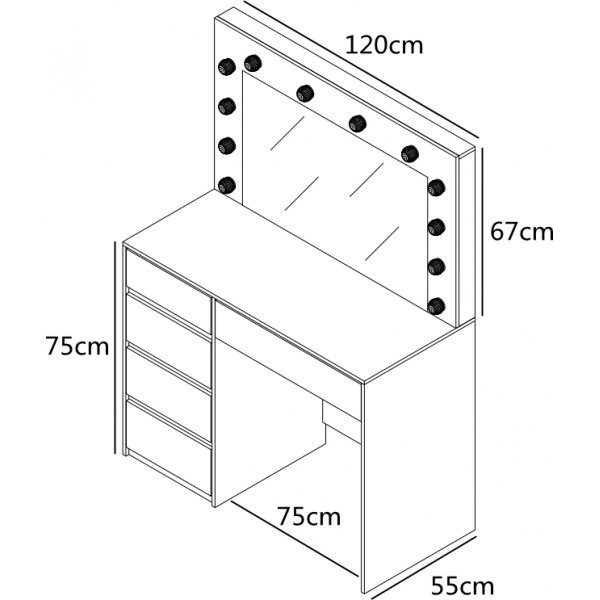 Facada sminkebord XL 120x 55 cm - Hvit + Tekstilrens for møbler Facada sminkebord XL 120x 55 cm - Hvit + Tekstilrens for møbler