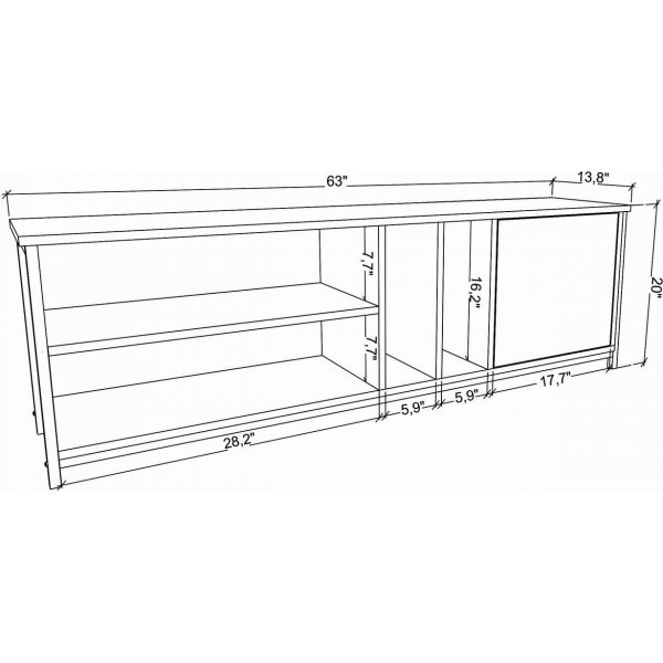 Oneida mediabenk - Hvit/eik Oneida mediabenk - Hvit/eik