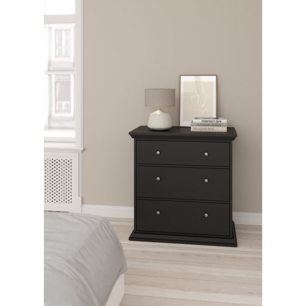 North Kommode med 3 skuffer - Matt svart