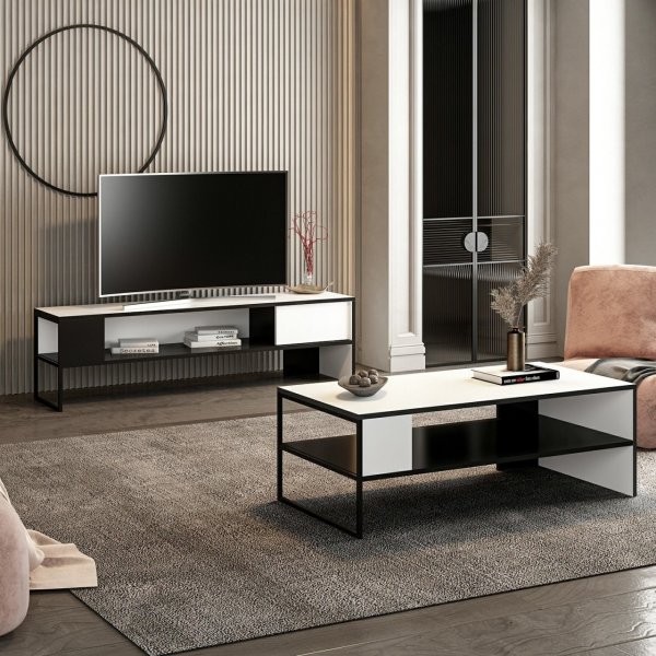 Concord salongbord 120 x 60 cm - Hvit/svart Concord salongbord 120 x 60 cm - Hvit/svart