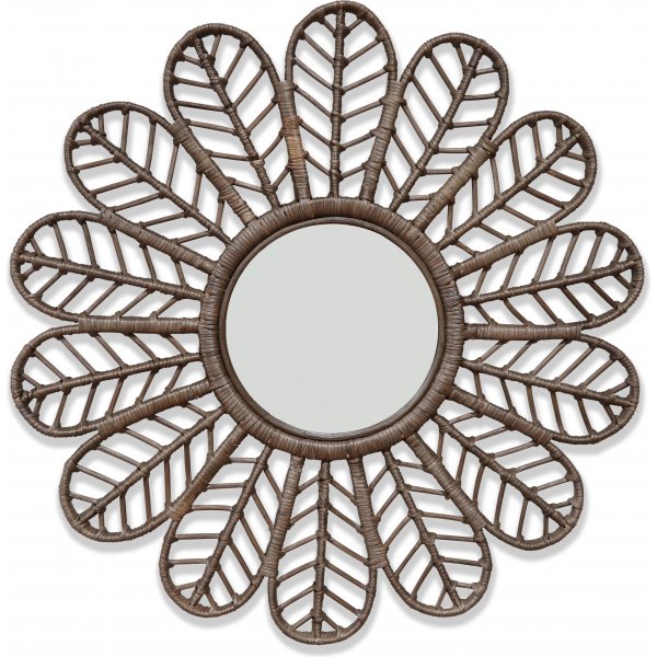 Peacock speil i rotting  90 cm - Brun