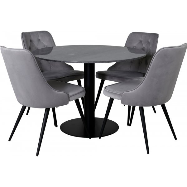 Kvarnbacken spisebord, 106 cm - M�rk marmor/svart