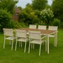 Spisegruppe; 6 stoler og spisebord 205 x 90 cm beige - Copacabana