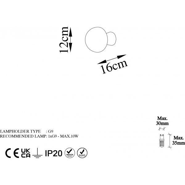 Fungal vegglampe 13360 - Gull