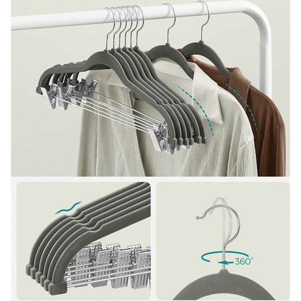 Kleshenger, fløyel, 42,5 cm, 30-pakning - Grå Kleshenger, fløyel, 42,5 cm, 30-pakning - Grå