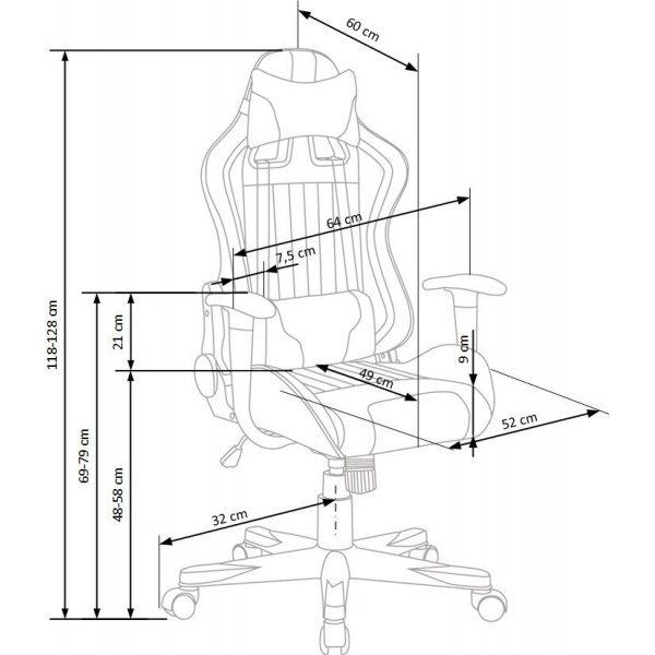 Sabella kontorstol - Bl�/hvit