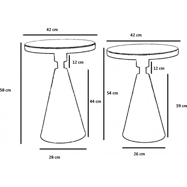 Chalice sidebord sett 50/55 cm - Sort