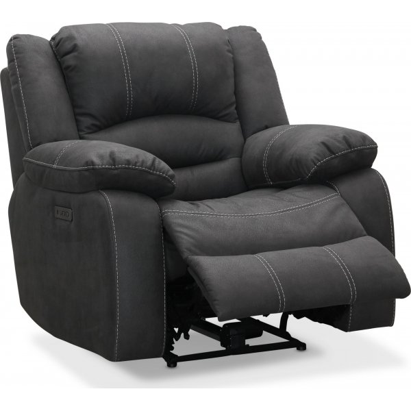 Cinema elektrisk reclinerstol med justerbar nakkesttte - Gr + Tekstilrens for mbler