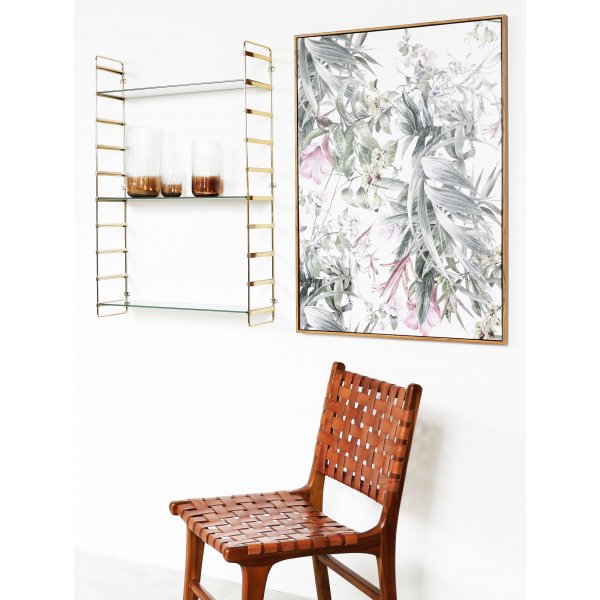 Vegghylle Stream - Hvitt marmorert glass / Messing