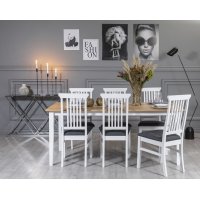 Fårö spisegruppe: Bord 180 cm inkludert 6 Måsö stoler - Hvit/Eik Fårö spisegruppe: Bord 180 cm inkludert 6 Måsö stoler - Hvit/Eik