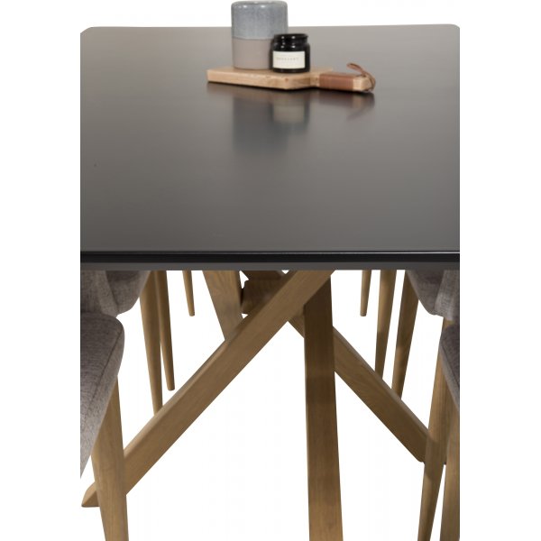 Piazza spisebord 180 x 90 cm - Svart/eik look