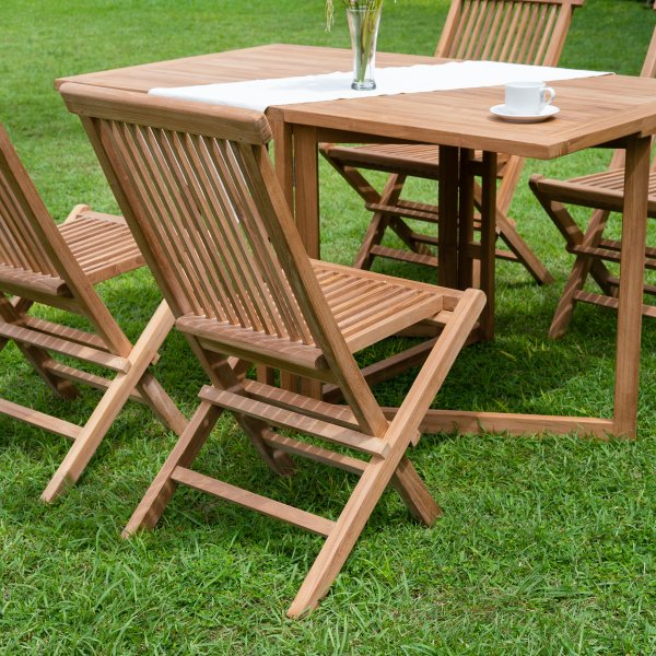 Salt� spisegruppe for uteplassen klaffbord med 4 stk. spisestoler - Teak