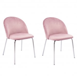 Plaza velvet stol - Lyserosa/krom Plaza velvet stol - Lyserosa/krom