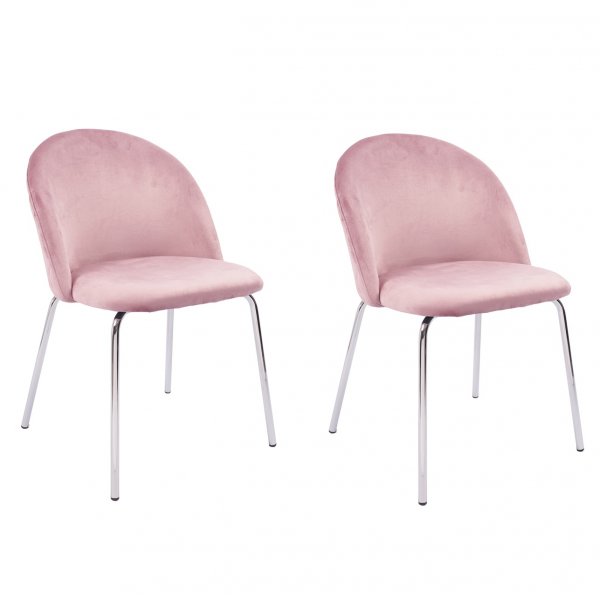 Plaza velvet stol - Lyserosa/krom