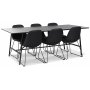Toscana spisegruppe: 206 cm bord + 6 st Atlantic Sled stoler svart PU