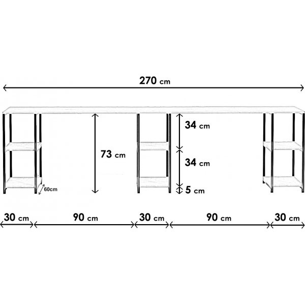 Limbo skrivebord 270x60 cm - Eik