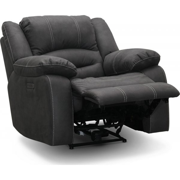 Cinema elektrisk reclinerstol med justerbar nakkesttte - Gr + Tekstilrens for mbler