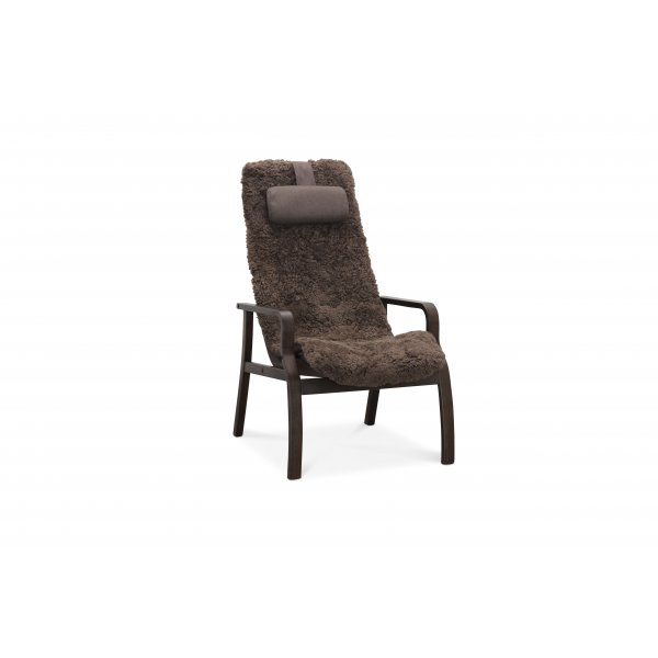 Lenestol med fotskammel i ekte saueskinn brun/eik - Frank Lenestol med fotskammel i ekte saueskinn brun/eik - Frank