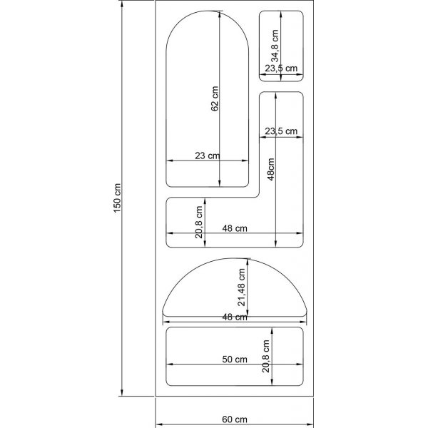 Vivanta hylle 60x30x150 cm - Hvit