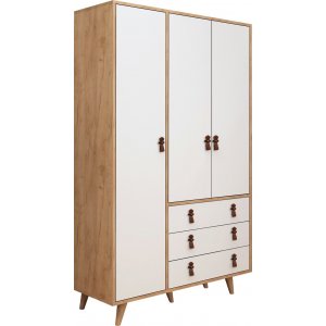 Musso garderobe 120x52x187 cm - Eik/hvit