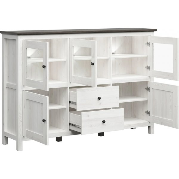 Hesen glassskap - Hvit/svart Hesen glassskap - Hvit/svart