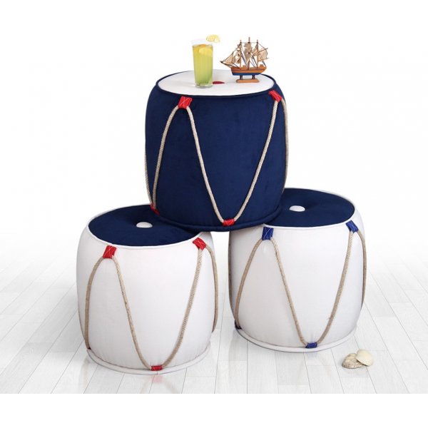 Fora puff - Blå/hvit Fora puff - Blå/hvit