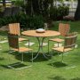 Mllan utegruppe i teak: 4 stoler med spisebord 110 cm