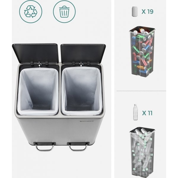 Daloa søppelbøtte 35 l - Sølv/sort Daloa søppelbøtte 35 l - Sølv/sort