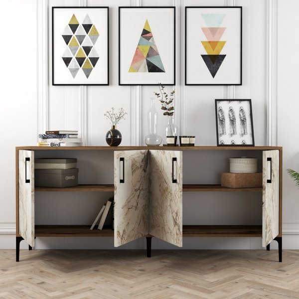 Kiev skjenk - Valnøtt/hvit marmor Kiev skjenk - Valnøtt/hvit marmor