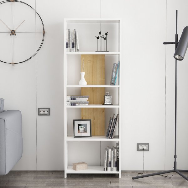 Dio bokhylle - Hvit/eik Dio bokhylle - Hvit/eik