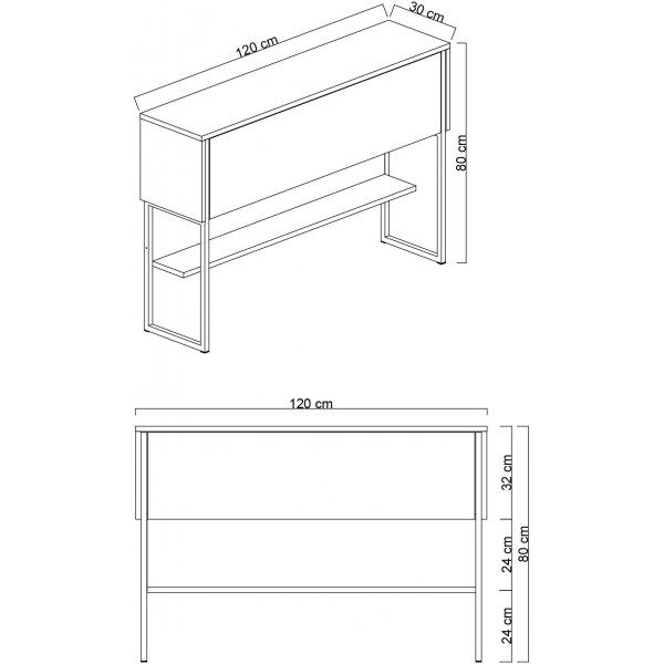 Lux avlastningsbord 120 x 30 cm - Antrasitt/sort Lux avlastningsbord 120 x 30 cm - Antrasitt/sort