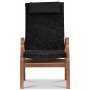 Lammet lenestol i saueskinn scandinavian dark grey - Brunbeiset eik